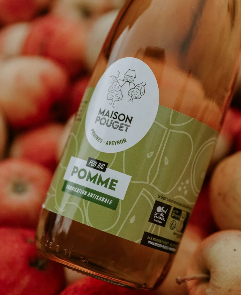 Bouteille de jus de pommes de la Maison Pouget