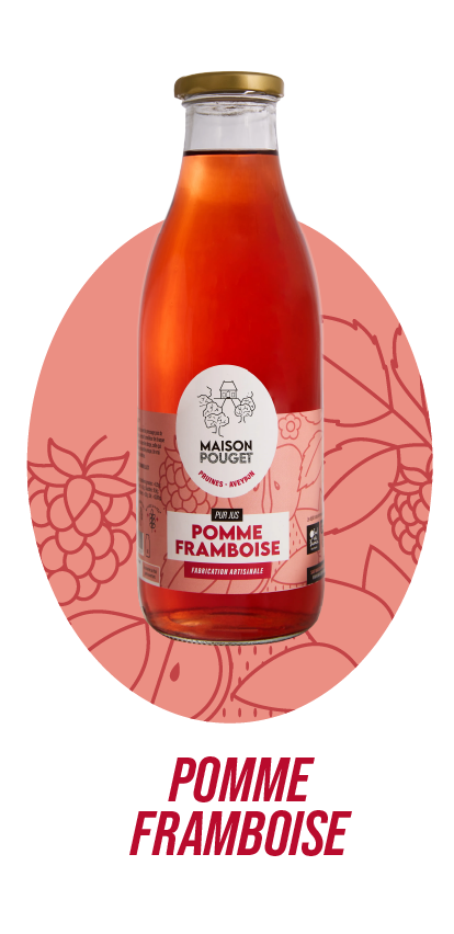 Jus de fruits de Pomme Framboise de la Maison Pouget à Pruines